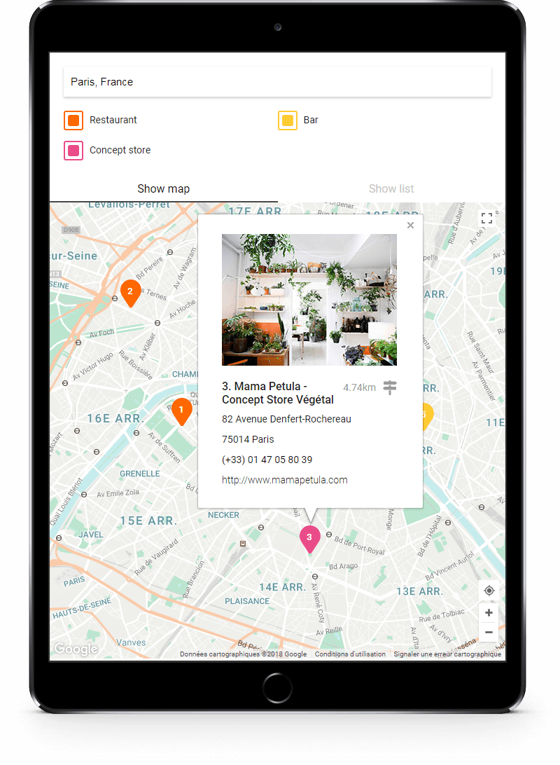 Storelocatorjs on tablet